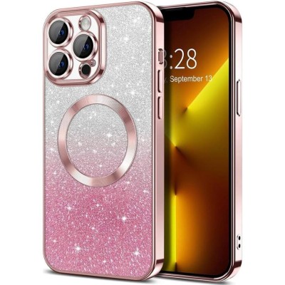 For iPhone 13 Pro Max Force Magnetic Tough Kickstand Hybrid Case Cover - Rose Gold