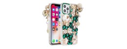 For iPhone 13 Pro Max Full Diamond with Ornaments Case Cover - Ultimate Multi Ornament Green