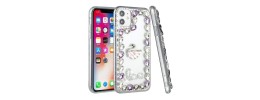 For iPhone 13 Pro Max Full Diamond with Ornaments Hard TPU Case Cover - Blue Love Bird