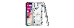 For iPhone 13 Pro Max Full Diamond with Ornaments Hard TPU Case Cover - Green Love Bird