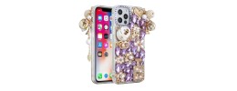 For iPhone 13 Pro Max Full Diamond with Ornaments Hard TPU Case Cover - Hot Pink/Neon Green/Light Pink