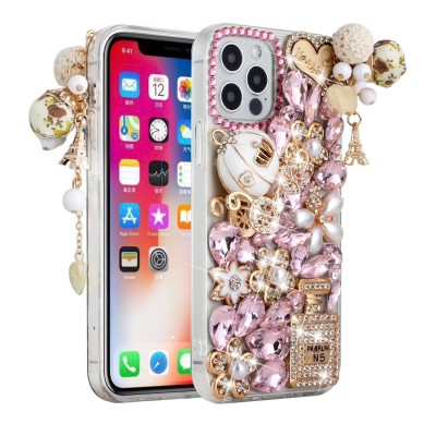 For iPhone 13 Pro Max Full Diamond with Ornaments Hard TPU Case Cover - Ultimate Multi Ornament