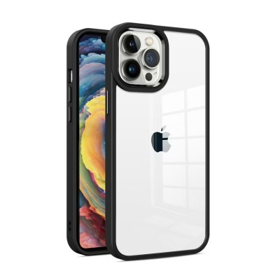For iPhone 13 Pro Max Fusion Transparent Clear Hybrid Case Cover - Black