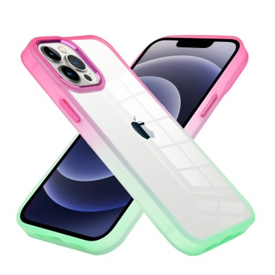 For iPhone 13 Pro Max Fusion Transparent Clear Hybrid Case Cover - Pink/Blue