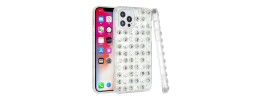 For iPhone 13 Pro Max Gem Glitter Diamond Transparent Hard Colorful TPU Hybrid Case - Silver