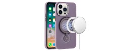 For iPhone 13 Pro Max Hoop Kickstand [Magnetic Circle] HD Transparent Chrome Hybrid - Purple