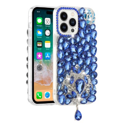For iPhone 13 Pro Max Jewel Full Diamond Bling Case Cover - Blue