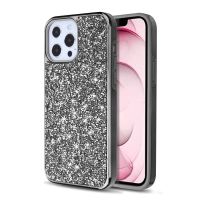 For iPhone 13 Pro Max Jewel Full Diamond Bling Case Cover - Smoke