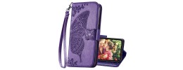 For iPhone 13 Pro Max Jewel Wallet Design with Stitched PU Leather ID Card Money Holder Zipper Case - Purple