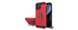 For iPhone 13 Pro Max Loop Hybrid with [Magnetic Ring Circle] 360  degrees Rotational Kickstand Case Cover - Red