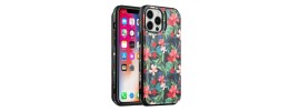 For iPhone 13 Pro Max Luxury Side Magnetic Button Card ID Holder PU Leather Case Cover - Foral A