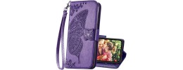 For iPhone 13 Pro Max Luxury Wallet Card ID Zipper Money Holder Case Cover - Lavender
