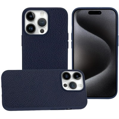 For iPhone 13 Pro Max METKASE Apple-Peel Stick PU Leather [Magnetic Circle] Premium Hybird Case - Dark Blue
