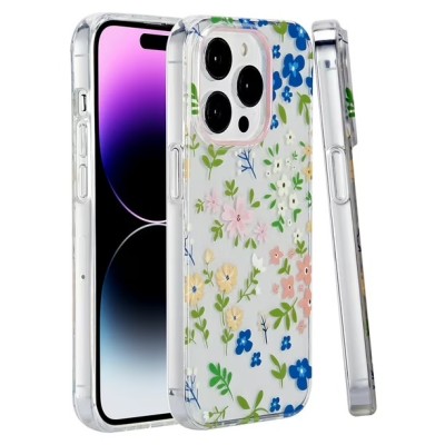 For iPhone 13 Pro Max METKASE Double Protection IMD Design Pattern [Magnetic Circle] Premium Case - MultiColor Floral