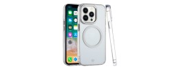 For iPhone 13 Pro Max METKASE Magnetic Circle Ring Transparent Premium Acrylic Case Cover with Metal Buttons & Camera Raised Lip in Slide-Out Package - Clear