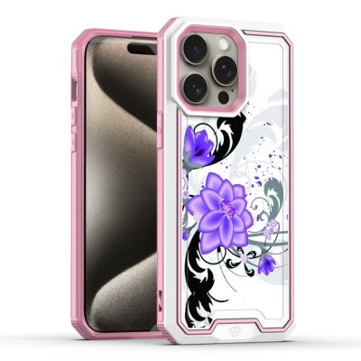 For iPhone 13 Pro Max METKASE Premium Exotic Design Hybrid Case in Slide-Out Package - Colorful Flower Arrangement