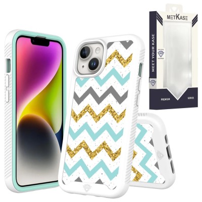 For iPhone 13 Pro Max METKASE Premium√Ç¬†Exquisite Design Hybrid in Slide-Out Package - Zigzag