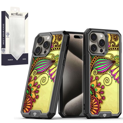 For iPhone 13 Pro Max METKASE Premium RANK Design Fused Hybrid in Slide-Out Package - Green Floral