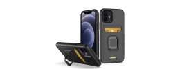 For iPhone 13 Pro Max [Magnetic Circle] Wallet For ID and Credit Cards With Lanyard - Black