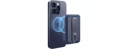 For iPhone 13 Pro Max [Magnetic Circle] Wallet For ID and Credit Cards With Lanyard - Blue