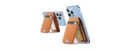 For iPhone 13 Pro Max [Magnetic Circle] Wallet For ID and Credit Cards With Lanyard - Brown