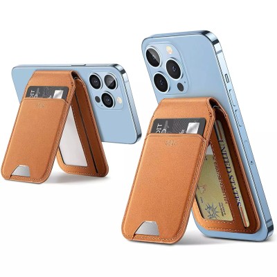 For iPhone 13 Pro Max [Magnetic Circle] Wallet For ID and Credit Cards With Lanyard - Brown