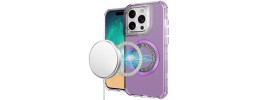 For iPhone 13 Pro Max Magnetic Ring Circle Bling Chrome 3in1 Hybrid Case - Purple