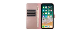 For iPhone 13 Pro Max Magnetic Ring Compatible Deattachable PU Leather Hybrid Wallet Money Card Holder with Lanyard - Rose Gold