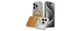 For iPhone 13 Pro Max Magnetic Ring Glitter 3in1 Hybrid Case Cover - Clear