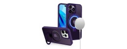For iPhone 13 Pro Max Metal Chrome Kickstand [Magnetic Circle] Shockproof Matching Camera Hybrid - Purple