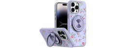 For iPhone 13 Pro Max Metal Diamond CD Pattern Design Matte Finished Hybrid with Rotational Ring [Car Mount Friendly] Case - 2