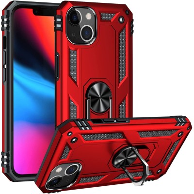 For iPhone 13 Pro Max Opener Metal Magnetic Kickstand Hybrid Case Cover - Red