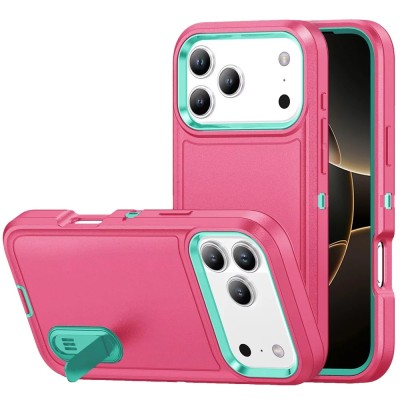 For iPhone 13 Pro Max PEAK 3in1 Toughest Hybrid with Stand Cover Case - Teal/Hot Pink