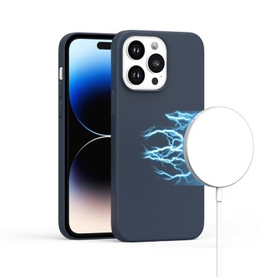 For iPhone 13 Pro Max PU Leather with inner [Magnetic Circle] Colored Metal Buttons - Ink