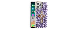 For iPhone 13 Pro Max Pearl Diamond Glitter Hybrid Case Cover - Purple
