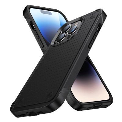 For iPhone 13 Pro Max Perfect Tough Thick Hybrid With Metal Ring Stand Cover Case - Black