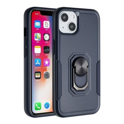 For iPhone 13 Pro Max Perfect Tough Thick Hybrid With Metal Ring Stand Cover Case - Blue