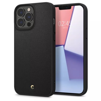 For iPhone 13 Pro Max Plain Premium Leather With Ring Stand Square Passion Heart Case Cover - Black