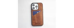For iPhone 13 Pro Max Plain Premium Leather With Ring Stand Square Passion Heart Case Cover - Brown