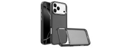 For iPhone 13 Pro Max Polished Oil Thick Acrylic Metal Button Hybrid Case Cover - Black