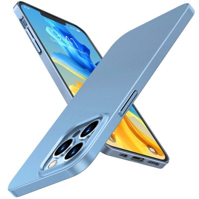 For iPhone 13 Pro Max Premium LIQUID Silicone with Metal Buttons and Camera Edges Case Cover - Light Blue