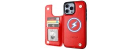 For iPhone 13 Pro Max Premium Wallet MultiCard Holder Money Zipper With Magnetic Flap - Red