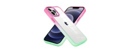 For iPhone 13 Pro Max Radiant Two Tone Transparent Thick Hybrid Case Cover - Blue/Hot Pink