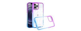 For iPhone 13 Pro Max Radiant Two Tone Transparent Thick Hybrid Case Cover - Purple/Blue