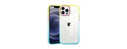 For iPhone 13 Pro Max Radiant Two Tone Transparent Thick Hybrid Case Cover - Yellow/Light Blue