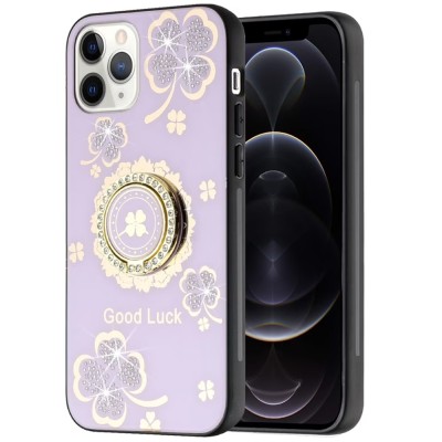 For iPhone 13 Pro Max SPLENDID Diamond Glitter Ornaments Engraving Case Cover - Enchanted Butterfly Purple