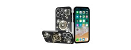For iPhone 13 Pro Max SPLENDID Glitter Good Luck Floral Design TPU Case Cover - Black