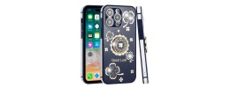 For iPhone 13 Pro Max SPLENDID Glitter Good Luck Floral Design TPU Case Cover - Blue