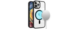 For iPhone 13 Pro Max ShatterProof HQ Metal Camera Ring  [Magnetic Circle] with Colorful Edged Bar Case - Black