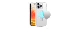 For iPhone 13 Pro Max Shield Magnetic Ring Transparent HQ 360 Degree Rotational Shockproof Case Cover - Clear